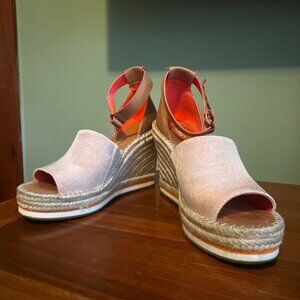 TOMS Womens Marisol Wedge Jute Summer Spring Casual Heel Pink Coral Size 8.5